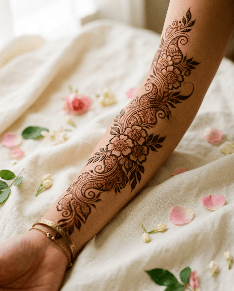 Floral vine forearm sleeve, 4:5