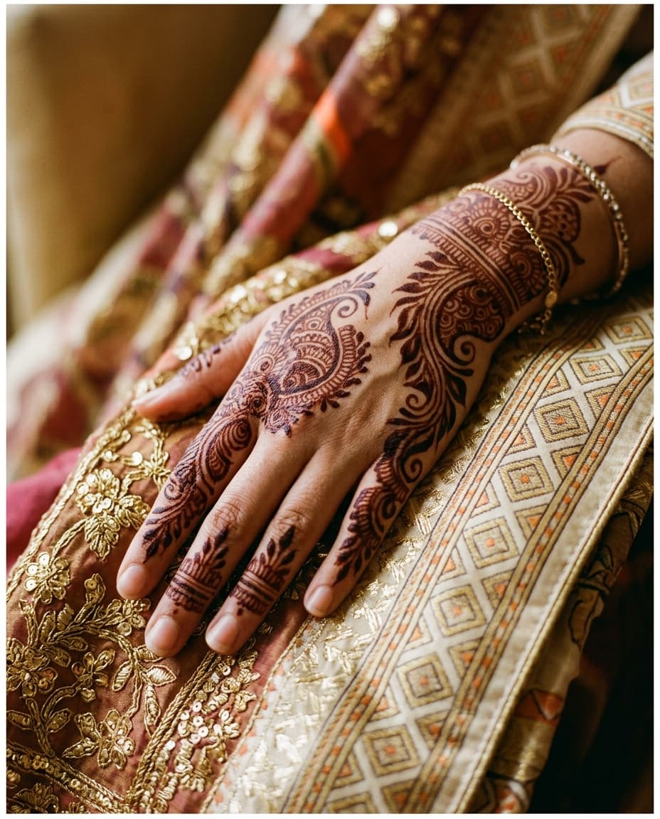 Indo-Arabic fusion motif on wrist and hand, 4:5
