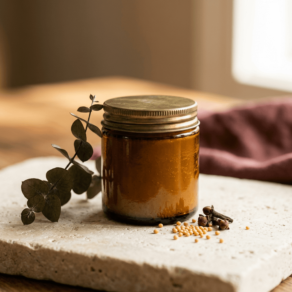 Product — amber glass jar, 1:1